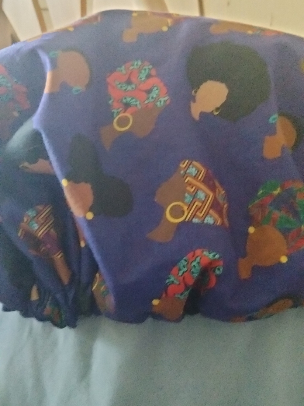 African Ladies Satin-Lined Sleep Bonnet - Navy Blue - Picture 3 of 6